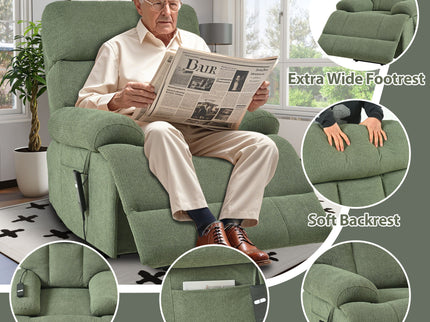 Oversized Power Lift Recliner Chai With Remote Control, Side Pocket, Spacious Seat