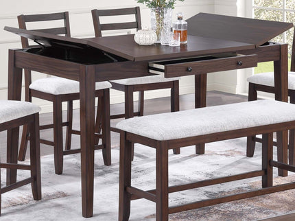 Cushion Padded Seat Counter Height Dining Bench - Walnut
