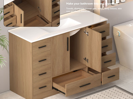 Bathroom Vanity With Abundant Storage 2 Soft Close Doors And 9 Drawers