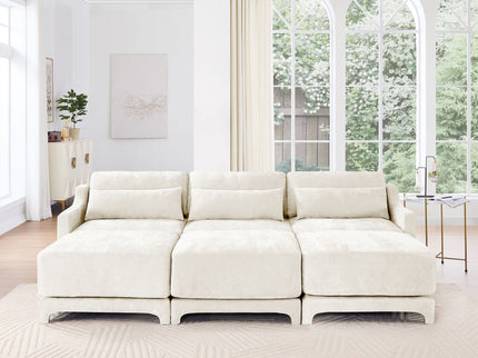 Stylish Sofa With Ottoman And Lumbar Pillows, Ergonomic Design