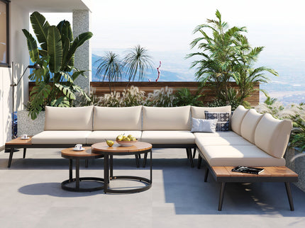 Modern Outdoor Sectional Sofa Set With Nesting Coffee Tables