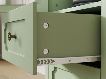 Minimalism Buffet Cabinet With Glass Doors And Double Drawer