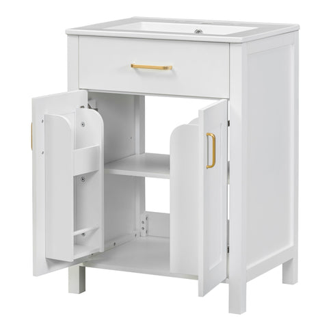 Bathroom Vanity Combo With Ceramic Sink, Luxurious Space-Saving Vanity, 2 Soft Close Doors