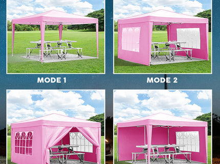 10'X10' Folding Canopy With 4 Removable Sidewalls Outdoor Event Shelter UPF 50+ Gazebo Portable Tents For Parties Beach Camping Wedding Ez Pop Up Canopy 4 Pieces Weight Bag + Carry Bag