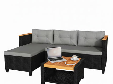L-Shaped Patio Set With Cushions And Storage Table