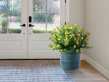Grid Flowerpot (Set of 3), Planter For Patio, Garden, Windowsill - Blue / Green