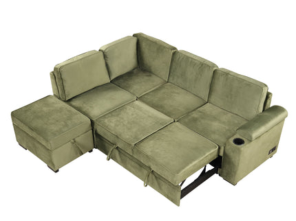 Sleeper Sofa Bed, 2 In 1 Pull Out Sofa Bed L Shape Couch With Storage Ottoman For Living Room, Bedroom Couch And Small Apartment