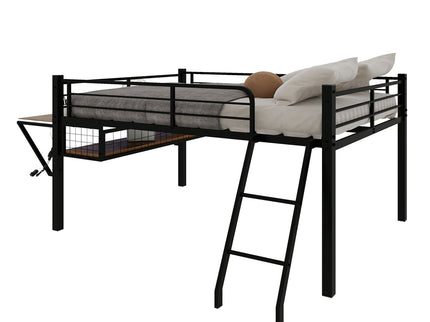 Loft Bed With Built In Desk, LED Light Strip