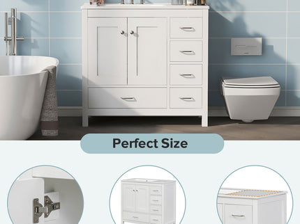 Bathroom Vanity With Sink Combo, 2 Soft Close Doors And 5 Drawers