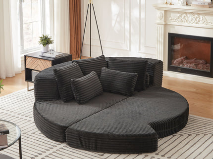 Semi Circular 2 In 1 Sofa Bed With Neck Pillow And Throw Pillows