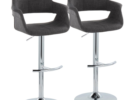 Vintage Flair - Mid Century Modern Adjustable Barstool With Swivel With Rounded T Footrest (Set of 2)