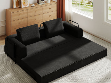 Convertible Sleeper Sofa Bed With Cylindrical Pillow, Fixed Shape Frame