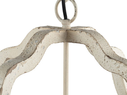 4 Light Wood Chandelier, Hanging Light Fixture With Adjustable Chain For Kitchen, Bulb Not Included - Cream White