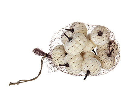 Velvety Pumpkin In Mesh Bag, Bag / 12, For Holiday Harvest Festival Fall Festival & Thanksgiving (Set of 4) - White