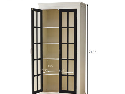 Rustic Style Display Cabinet With Glass Doors For Collectibles