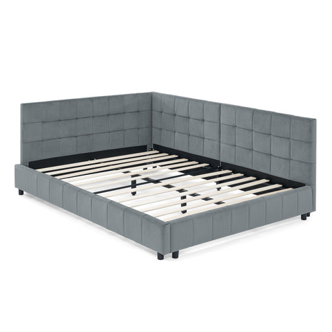 Elegant Storage Upholstered Tufted Bed Frame With Backrest And Armrests