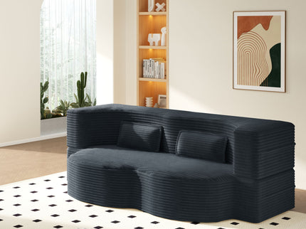 Modern Floor Sofa With 2 Pillows, Convertible Twin Size Folding Mattress For Living Room