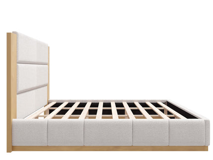 Modern Upholstered Platform Bed With Extended Headboard