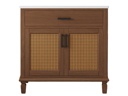 Bathroom Vanity With Ceramic Sink, Modern Free Standing Cabinet With Soft Close Drawers