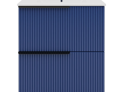 Fluted Bathroom Vanity With Ceramic Sink, Freestanding Cabinet