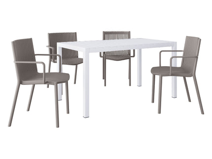 4 Modern Stackable Armchair Matched With Long Table