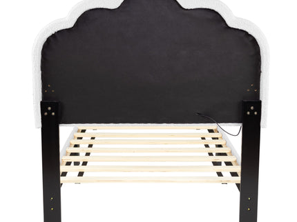 Bed With Floral Design Headboard And Built In LED Lighting