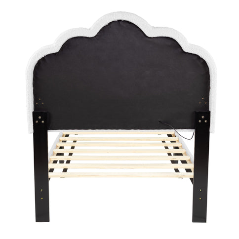 Bed With Floral Design Headboard And Built In LED Lighting