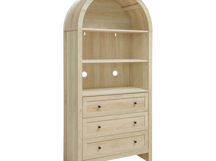 Arched Kitchen Pantry, Modern Farmhouse Wood Kitchen Storage Cabinets, Arched Storage Display Cabinet With Adjustable Shelves, Versatile Cupboard For Kitchen, Dining Room, Living Room - Natural