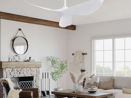 Ceiling Fan Without Light, DC Motor Remote Control Fan For Indoor / Outdoor Use - White
