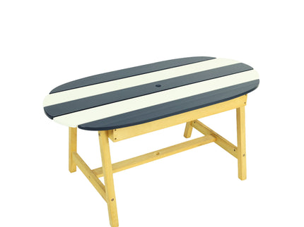 Naturally Playful Kids Picnic Table With Umbrella, Indoor / Outdoor Fun - Blue / White Stripes