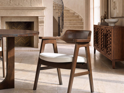 Hayes - Curved Dining Arm Chair - Light Beige