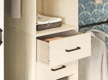 Kelly - 5 Shelf 2 Drawer Closet Organizer With 3 Adjustable Hanging Rods - Ivory