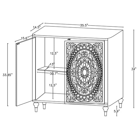 Angus - 2 Door Mandala Accent Cabinet - White