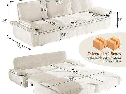 King Size Pull Out Sofa Bed, 3 In 1 Convertible Multifunctional
