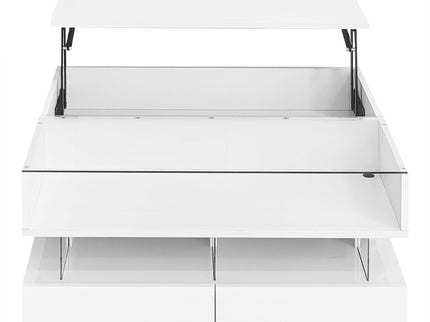 Lift Top Coffee Table With 2 Drawers, Hidden Space And LED Lights For Living Room