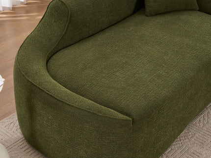 Compression Curved Chaise Longue Chair Indoor Loveseat Sofa Bed With Deep Seat And Pillow - Green