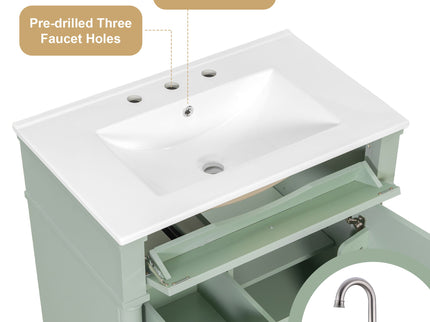 Modern Bathroom Vanity With Sink, Freestanding Cabinet With Flip Drawer & Adjustable Shelf