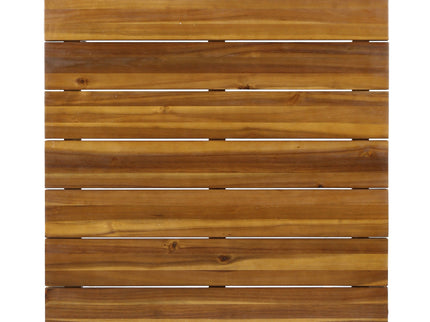 Outdoor Coffee Table With Slat Top And Metal Legs - Teak