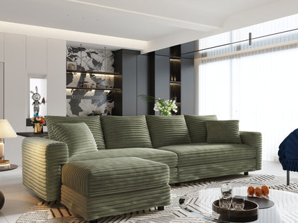 Convertible Deep Seat Sofa With Soft Pillows And Ottomans