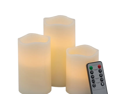 LED Candles With Remote Timer (Set of 3) - Ivory