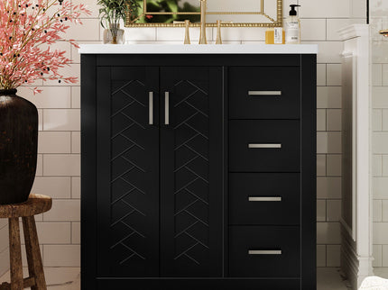 Bathroom Vanity With Sink, Storage Cabinet, Freestanding Set With 3 Drawers & Soft Closing Doors