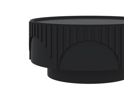 Round Fluted Drum Coffee Table With Sturdy Base For Living Room
