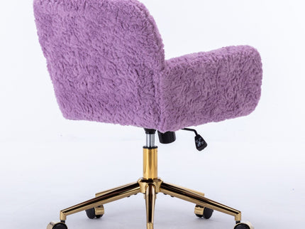 Office Chair, Artificial Rabbit Hair Home Office Chair With Metal Base, Adjustable Desk Chair Swivel Office Chair, Vanity Chair