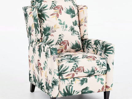 Wingback Recliner Chair With Padded Arms - Green