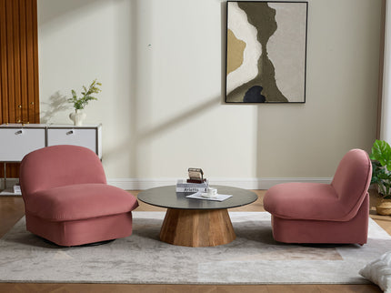 Pumpkin Shaped Swivel Accent Chair, 360 Degree Rotation For Living Room