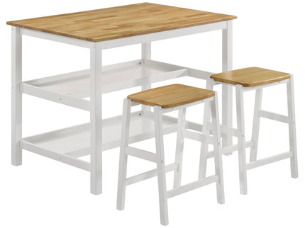 Cowichan - Kitchen Island Counter Table With Pot Rack - White