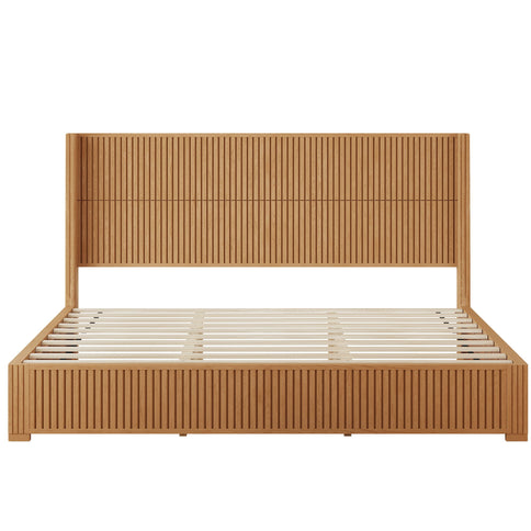 Platform Bed Frame With Headboard, Floor Standing Design