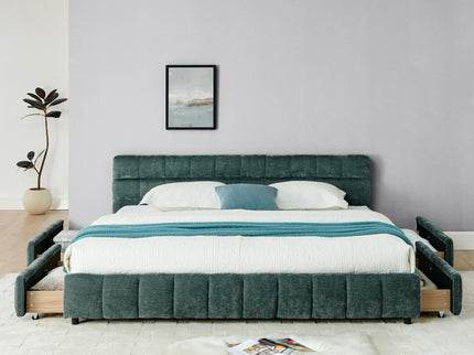 Modern Platform Bed Frame With Thick Fabric
