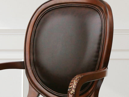 Benard - Oval Back Chair With Floral Carvings - Brown