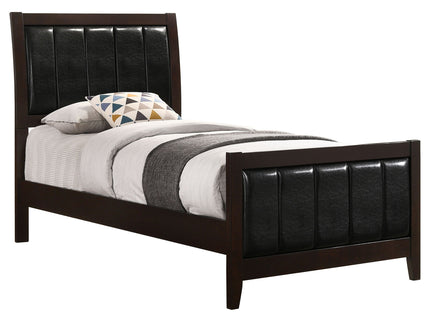 Twin Panel Bed With Headboard And Tapered Legs - Brown